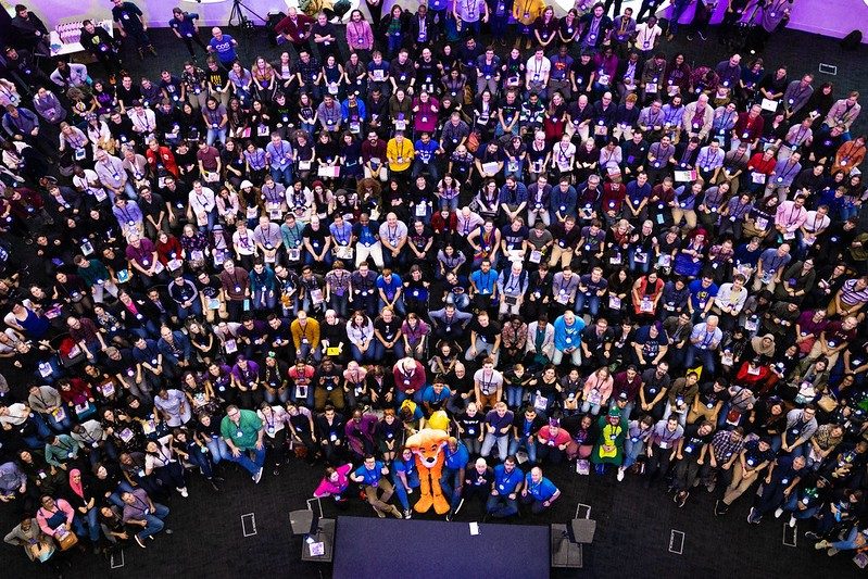 A group aerial shot of all the women attending the 2019 Grace Hopper Celebration.