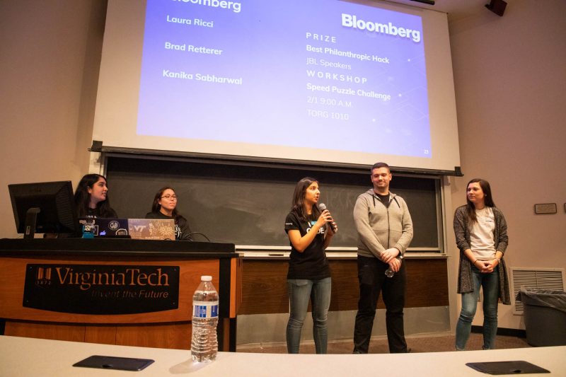 Bloomberg teamed up with the Association of Women in Computing student group to serve as one of the sponsors of SheHacks 2020, a 24-hour hackathon on Virginia Tech's campus January 31st.